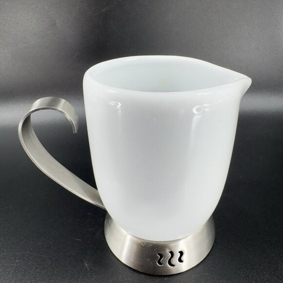 Trudeau Bianca Creamer Milk Jug Pitcher Porcelain and Stainless Steel Handle - Picture 7 of 12